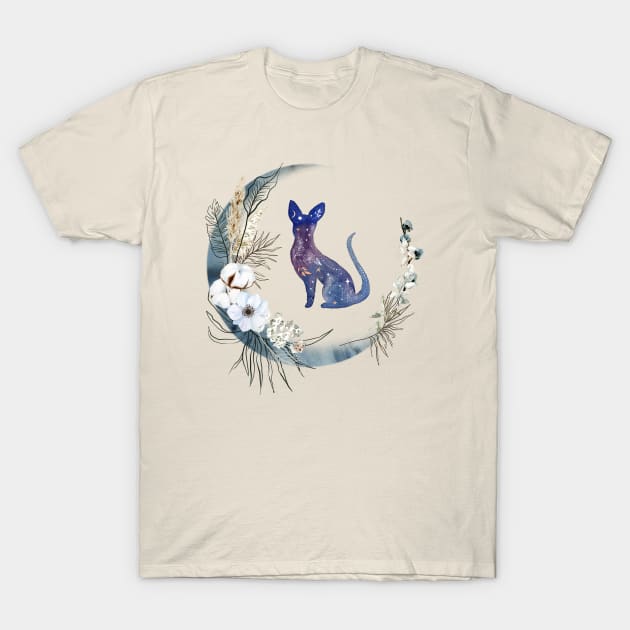 Celestial Wolf & Moon Shirt, Sun Moon Stars Tee, Mystical CatTee, Moon and Stars, Flower Tshirt, Sphynx Cat T-Shirt by Coffee Conceptions